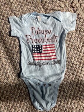 Alstyle Light Blue 'Future President' Onesie with American Flag